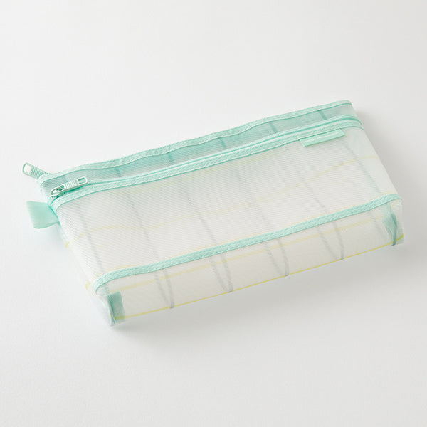 Mesh Pencil Case Pouch - Medium - Checkered Green