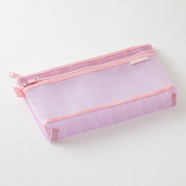 Mesh Pencil Case Pouch - Medium - Striped Purple