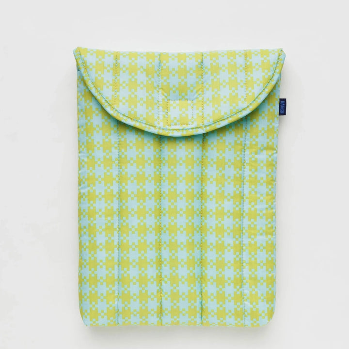 Puffy Laptop Sleeve 13" - Mint  Pixel Gingham