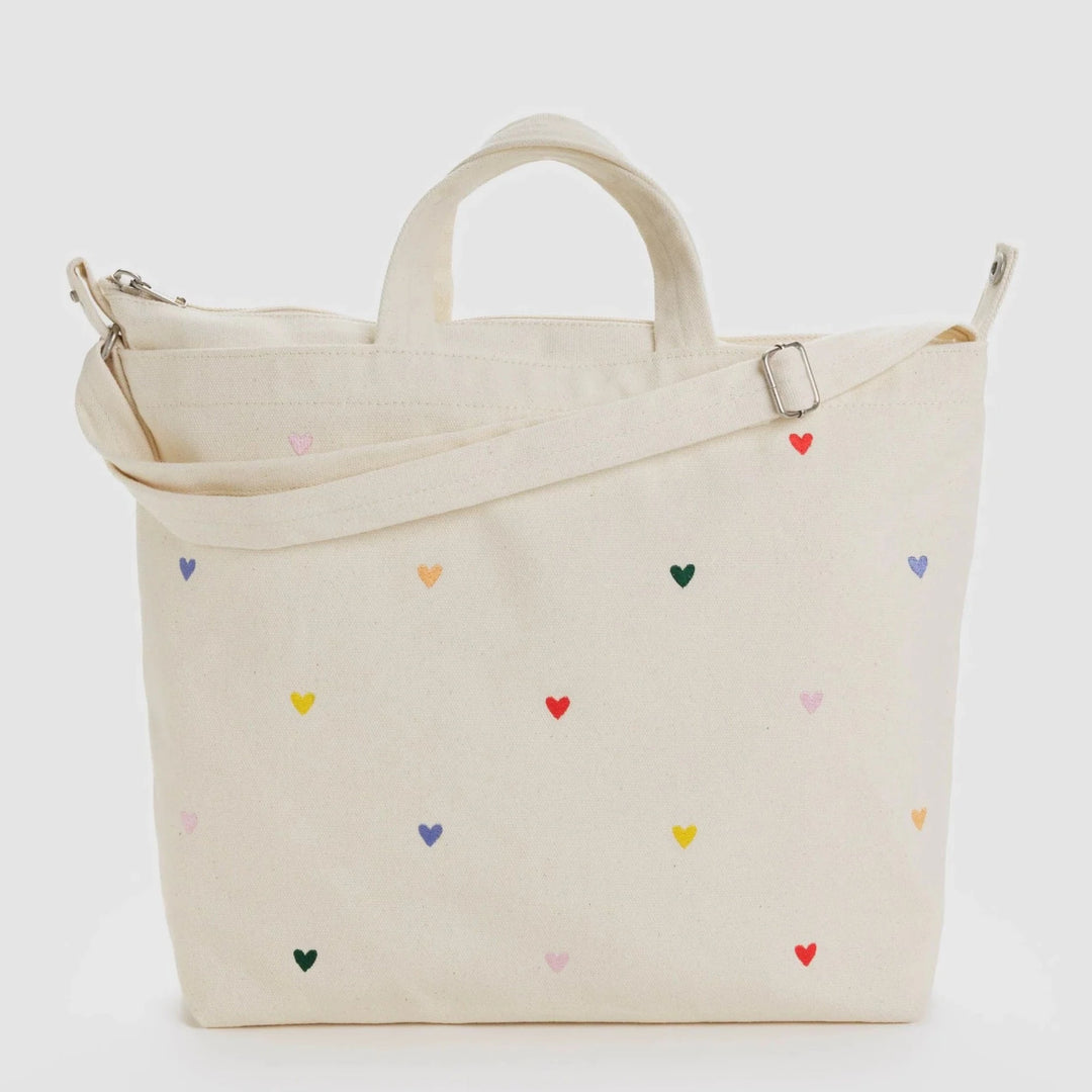 Horizontal Duck Bag - Embroidered Hearts