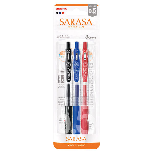 Sarasa Clip Retractable Gel Pens - Essentials 3 Pack