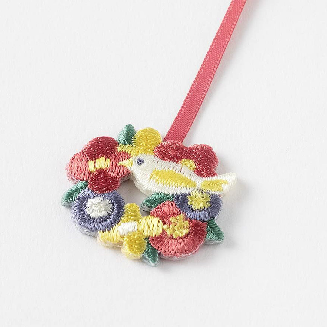 Embroidered Bookmark Ribbon - Bird with Flowers