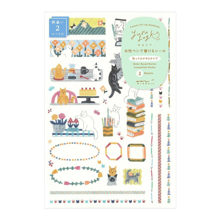 Yuru Log Planner Stickers (2 Sheets) - Cats
