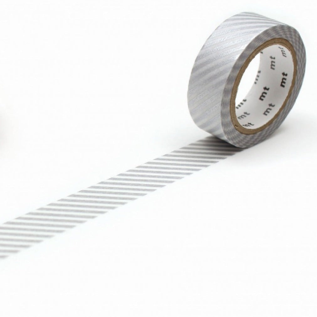 15mm Roll of Tape - Stripes - Silver