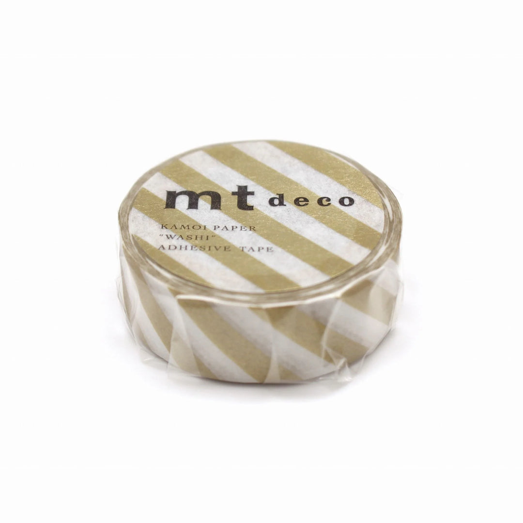 15mm Roll of Tape - Stripes - Gold