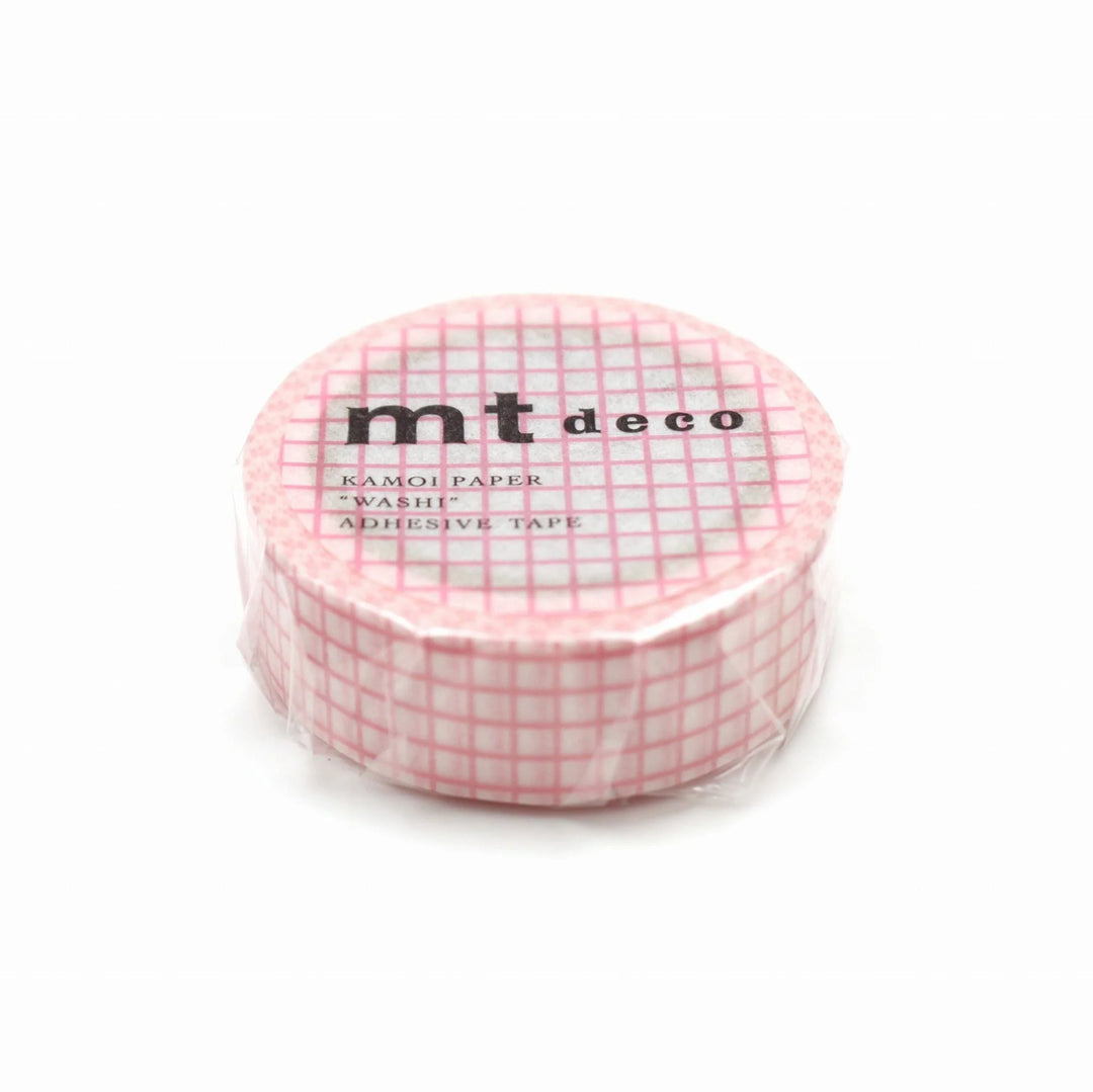 15mm Roll of Tape - Grid - Sakura Pink
