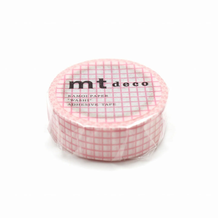 15mm Roll of Tape - Grid - Sakura Pink