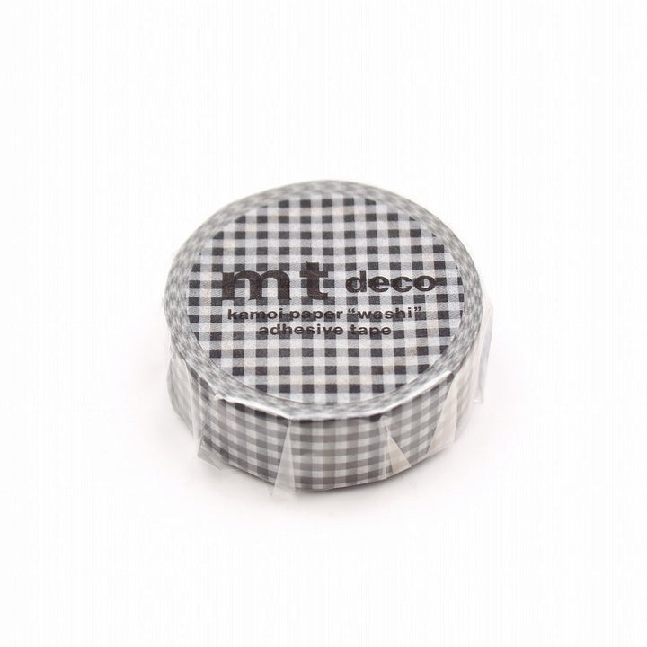 15mm Roll of Tape - Gingham Check - Black