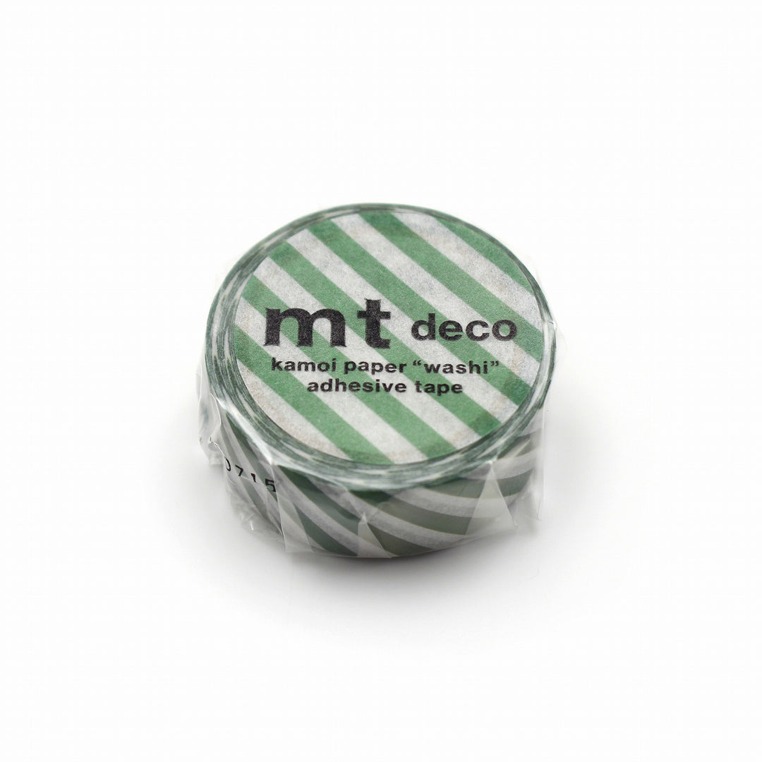 15mm Roll of Tape - Stripes - Deep Green