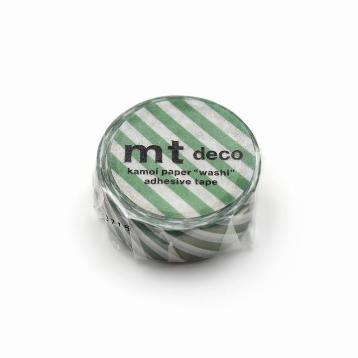 15mm Roll of Tape - Stripes - Deep Green