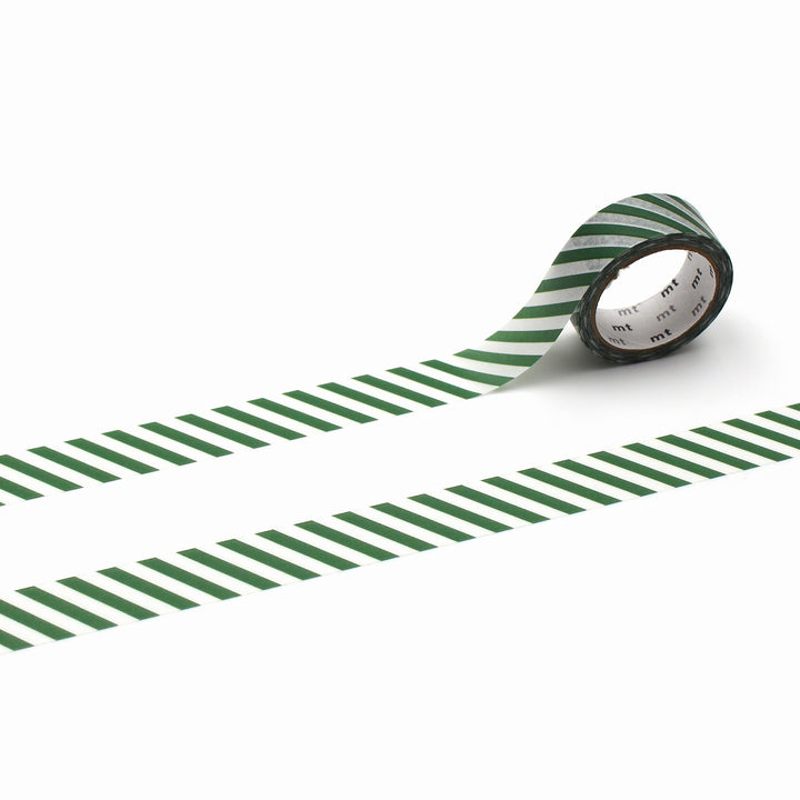 15mm Roll of Tape - Stripes - Deep Green