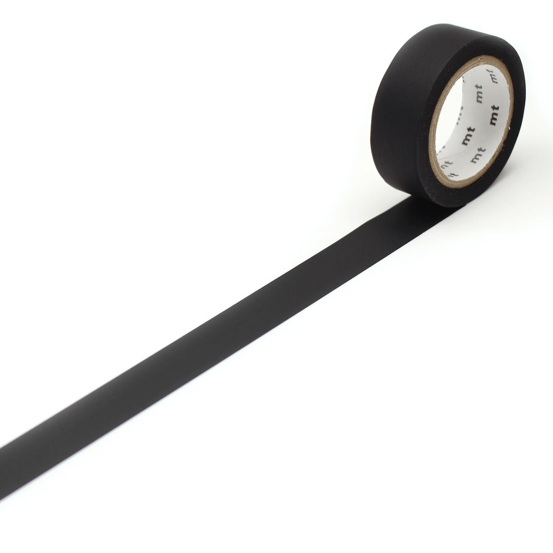 Roll of black tape on a white background #tape-width_15mm
