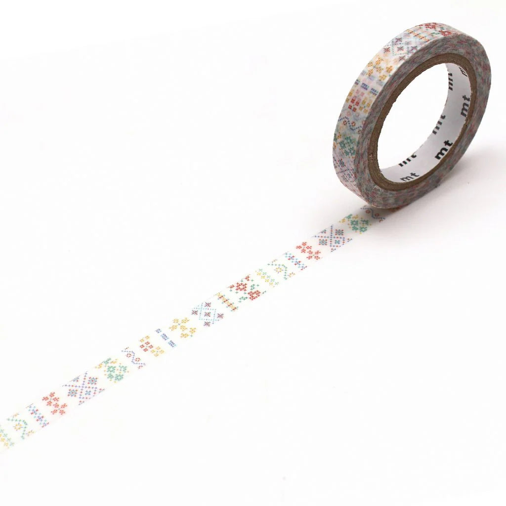 Decorative tape with a floral pattern on a white background