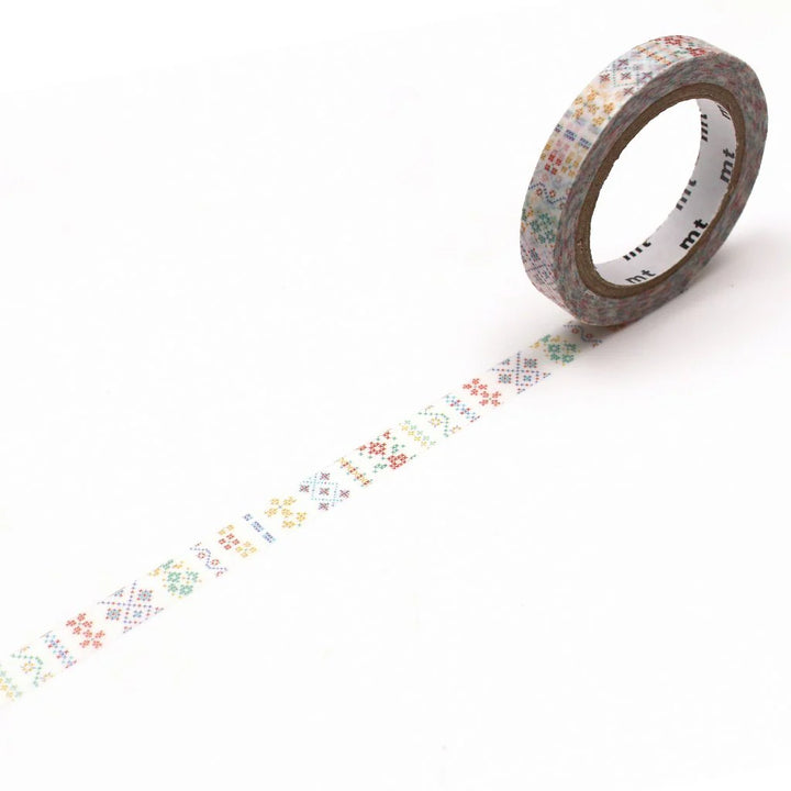 Decorative tape with a floral pattern on a white background