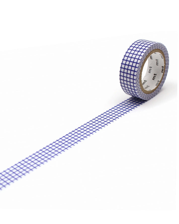15mm Roll of Tape - Grid - Blueberry Blue