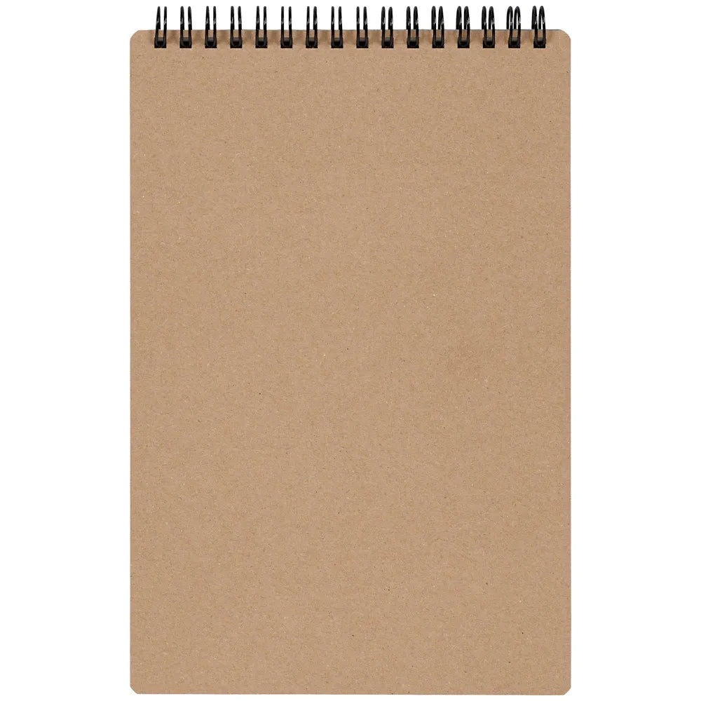 Brown notebook with a black spiral binding on a white background #paper-type_5mm-grid