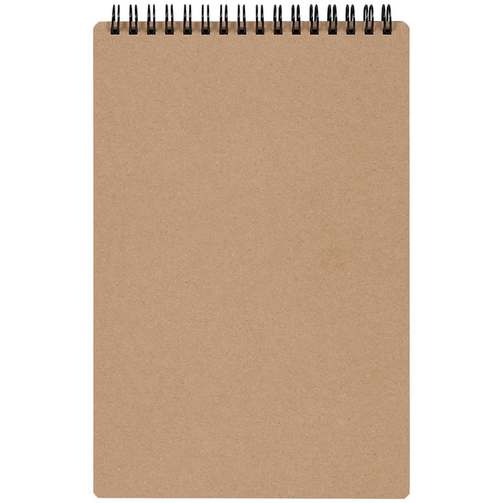 Brown notebook with a black spiral binding on a white background #paper-type_5mm-grid