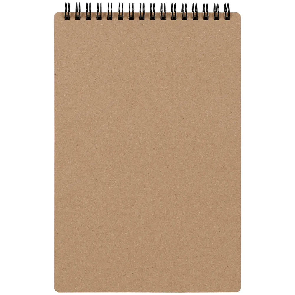 Brown notebook with a black spiral binding on a white background #paper-type_7mm-lined