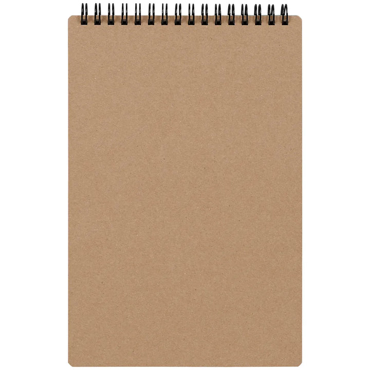 Brown notebook with a black spiral binding on a white background #paper-type_7mm-lined