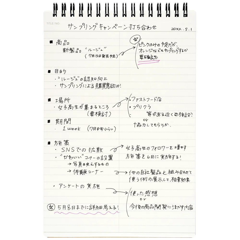 Handwritten notes on a whiteboard with Japanese text #paper-type_7mm-lined