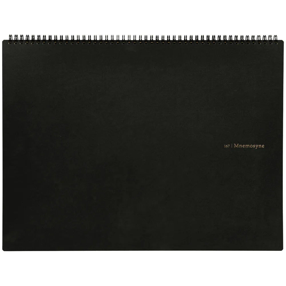 Black notebook with 'Mnemosyne' branding on a white background #paper-size_a3