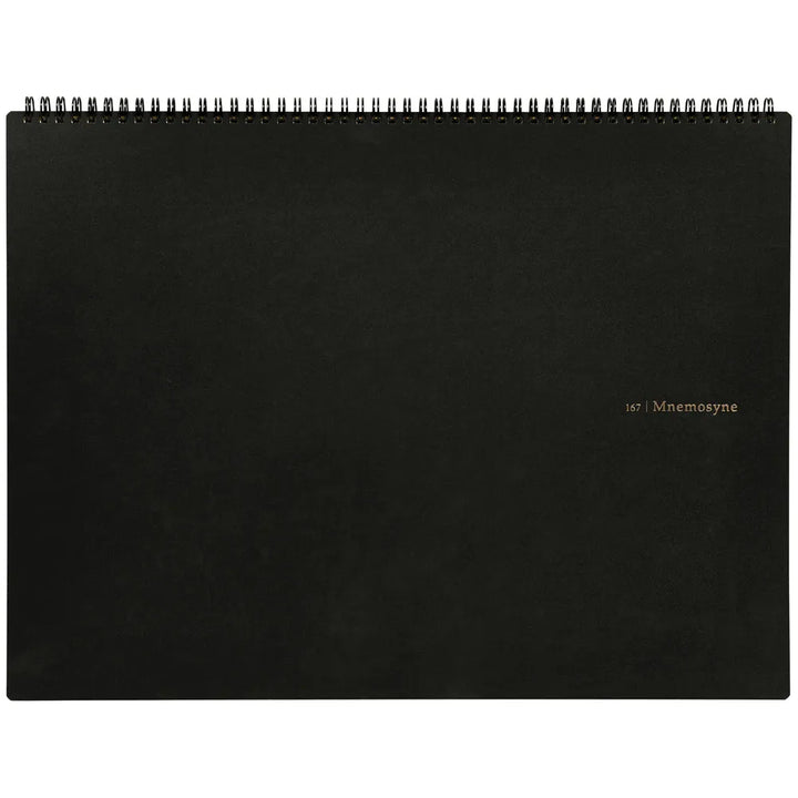 Black notebook with 'Mnemosyne' branding on a white background #paper-size_a3