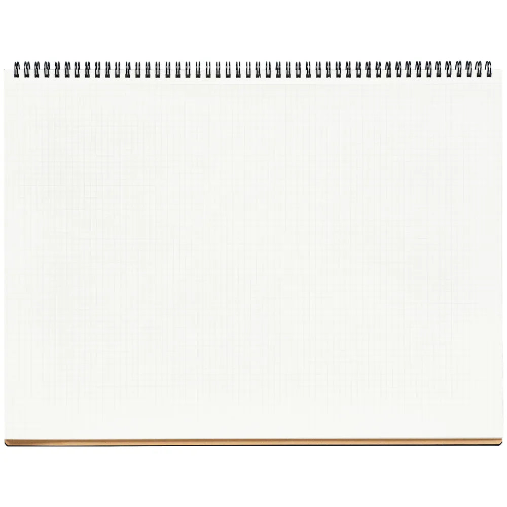 Blank white notebook with a gold spiral binding on a white background #paper-size_a3