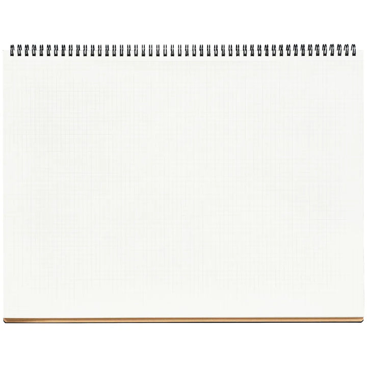 Blank white notebook with a gold spiral binding on a white background #paper-size_a3