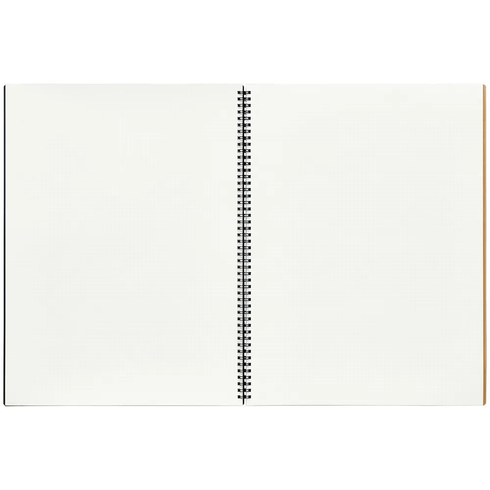 Open notebook with spiral binding on a white background #paper-size_a3