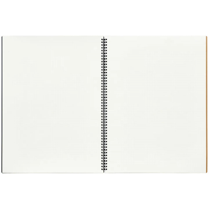 Open notebook with spiral binding on a white background #paper-size_a3