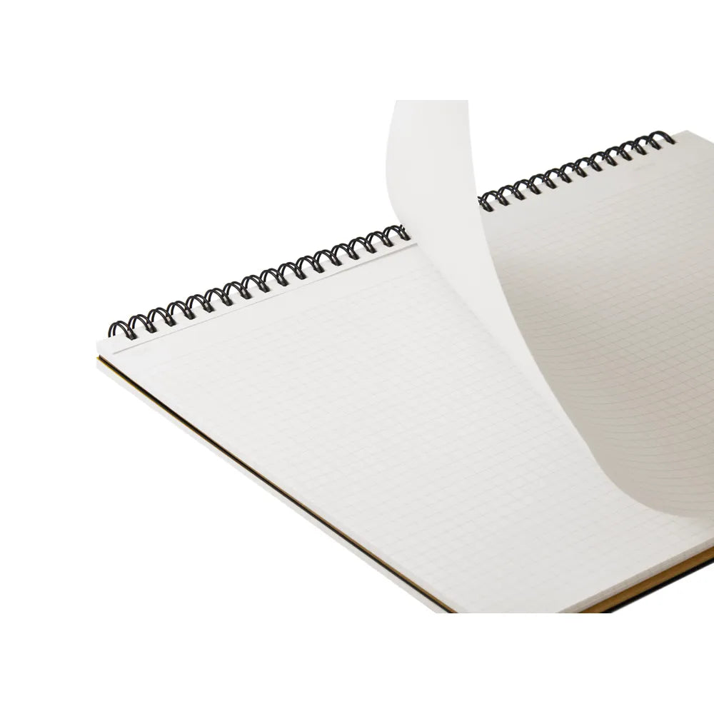 Open spiral-bound notebook with blank pages on a white background #paper-size_a4