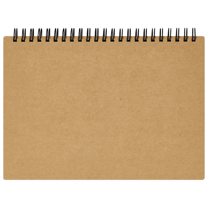 Brown kraft paper notebook with black wire binding on a white background #paper-size_a5