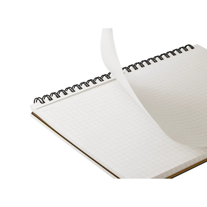 Open spiral-bound notebook with blank pages on a white background #paper-size_a5