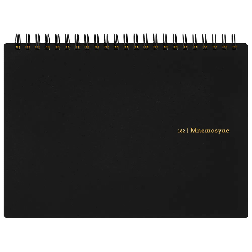Black notebook with 'Mnemosyne' branding on a white background #paper-size_a5