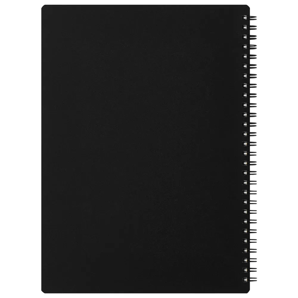 Black spiral-bound notebook on a white background #paper-size_b5