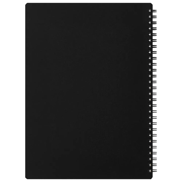 Black spiral-bound notebook on a white background #paper-size_b5