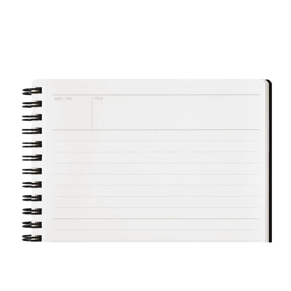 White spiral-bound notebook on a white background #paper-size_b5