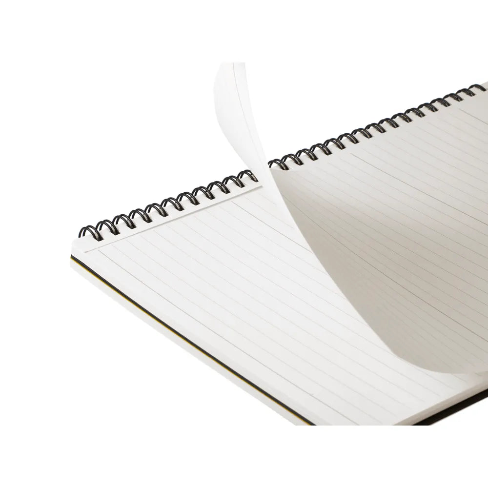 Open spiral-bound notebook with lined pages on a white background #paper-size_b5