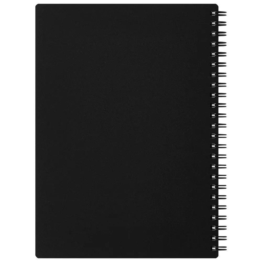 Black spiral-bound notebook on a white background #paper-size_a5