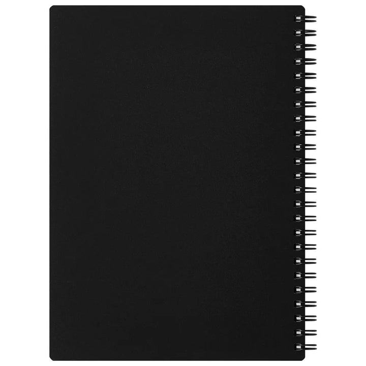 Black spiral-bound notebook on a white background #paper-size_a5