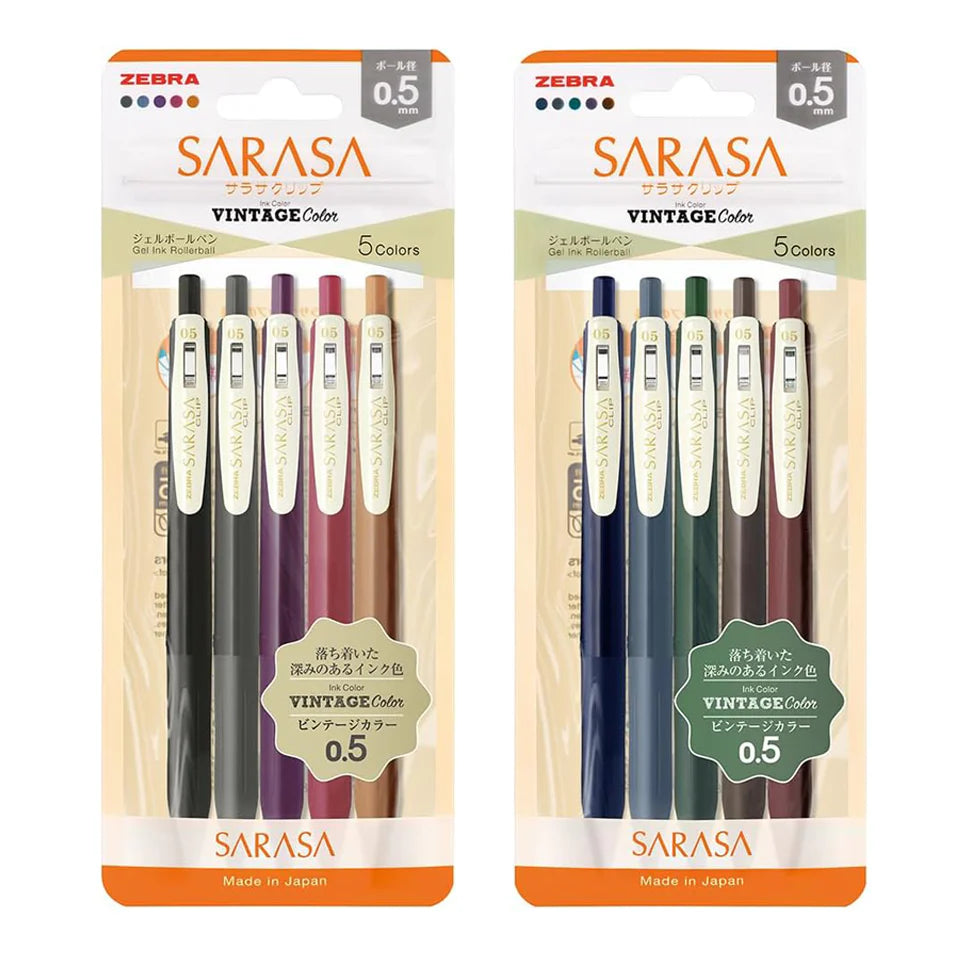 BUNDLE: Sarasa Clip Retractable Gel Pens Set - Vintage - Full Set