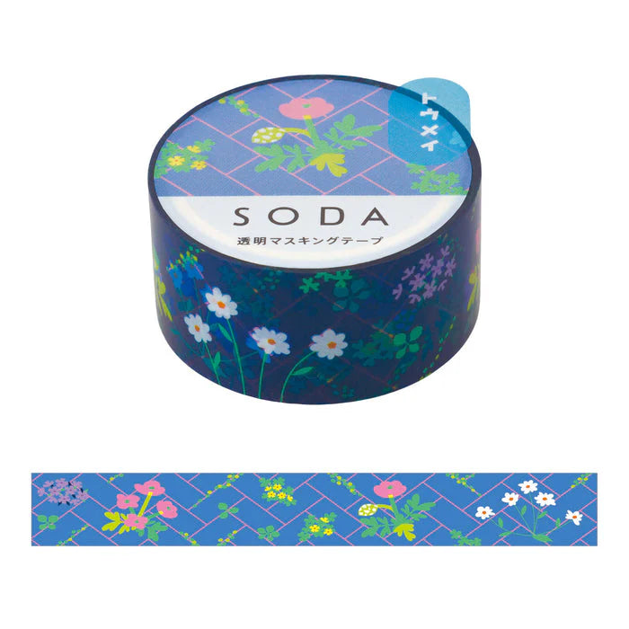 SODA Tape - 20mm - Flowers on Blue Bricks