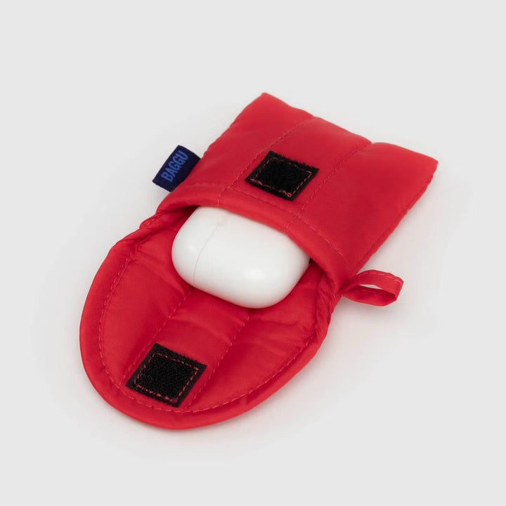 Puffy Earbuds / Cords Case - Candy Apple Red