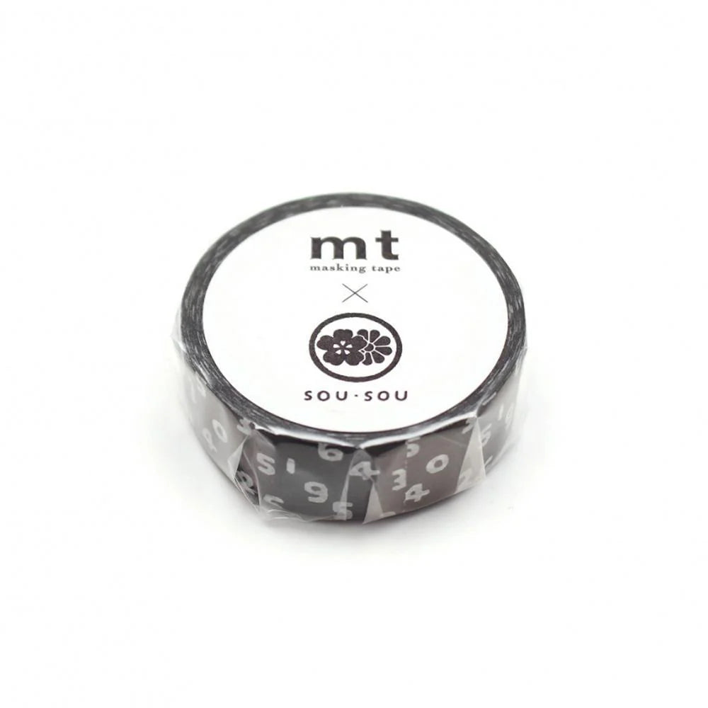 x SOU SOU - 15mm Roll of Tape - Numbers - Black