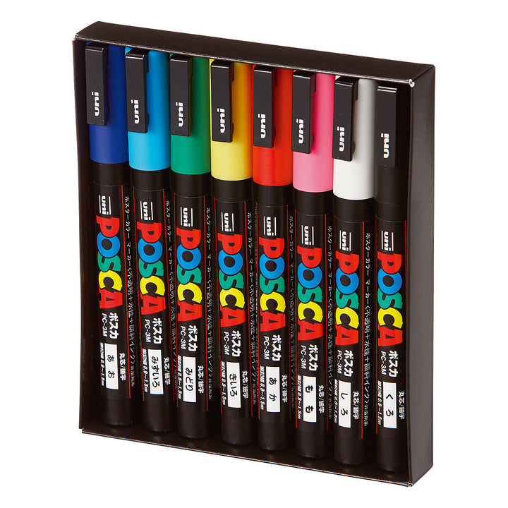 POSCA PC-3M - Thin Paint Marker Pens - Set of 8