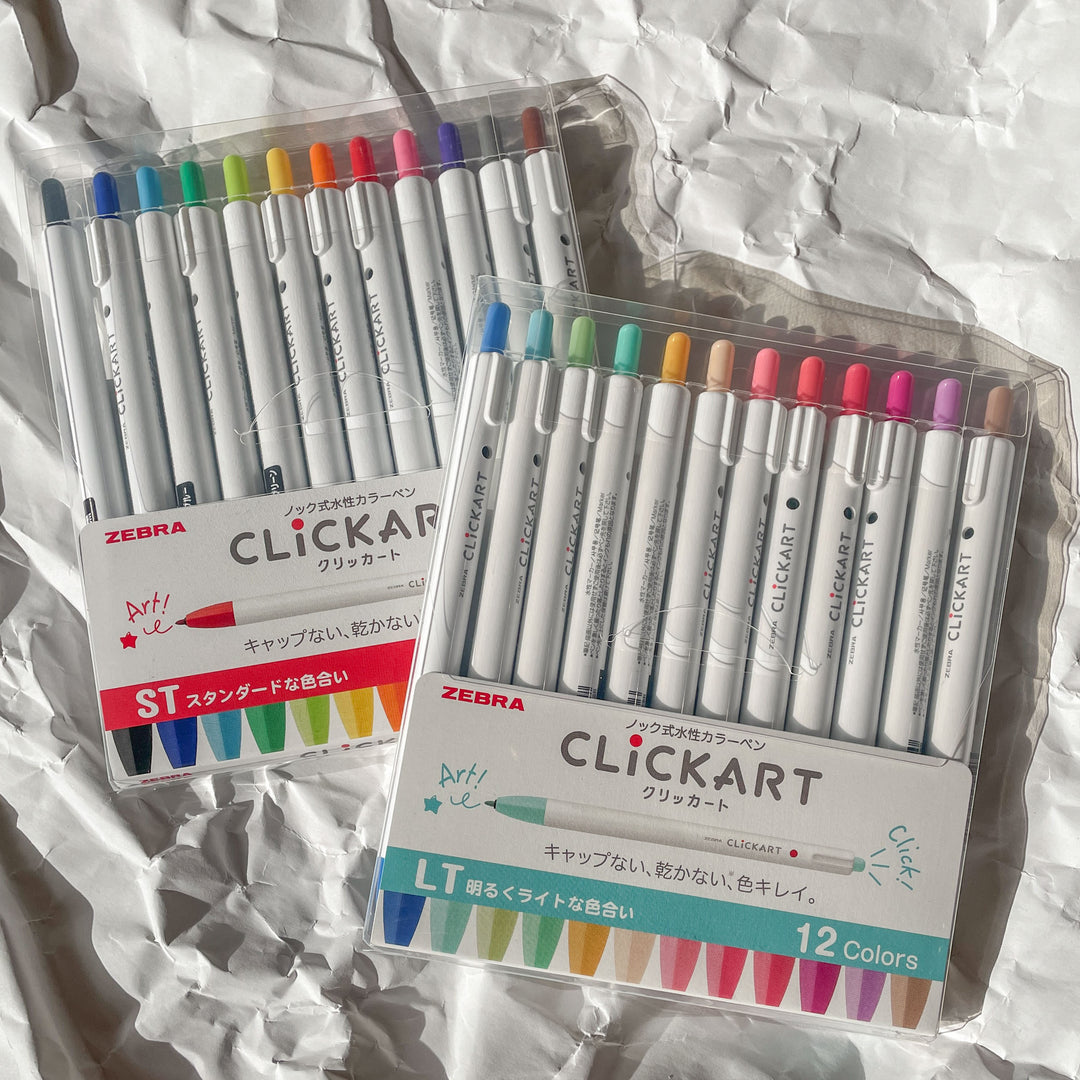 Zebra Clickart Retractable Marker Pen Set of 12- Light Colors