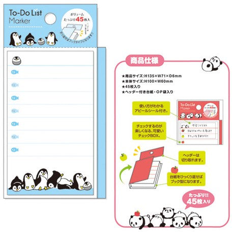 Sticky Note List - Penguins / Cats