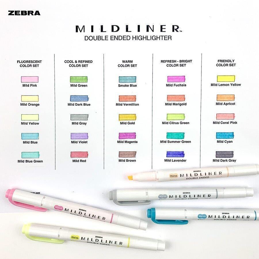 Mildliner Highlighter Markers Set of 5 - Cool & Refined - tactile sensibility