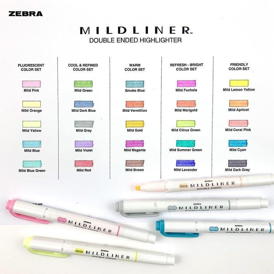 Mildliner Highlighter Markers Set of Cool Refined • Zebra