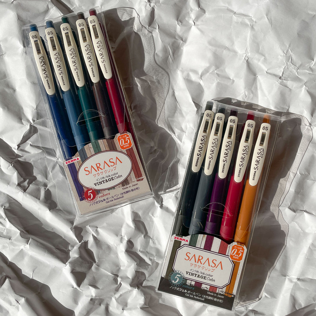 Sarasa Clip Retractable Vintage Gel Pens - Set 1